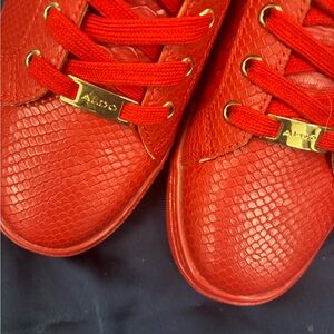 Aldo Women's Fiery Red Textured Sneakers
